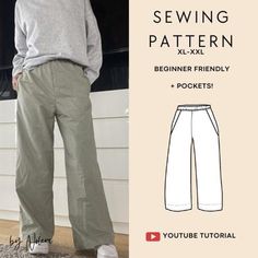 the sewing pattern is shown for women's pants with pockets and side zippers