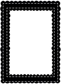 a black and white square frame with stitching