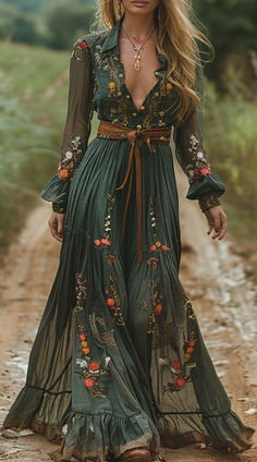 Hippie Elegante, Look Hippie Chic, Casual Boho Style, Look Boho Chic, Vestidos Retro, Looks Country, Mode Boho, Casual Home, Elegant Casual