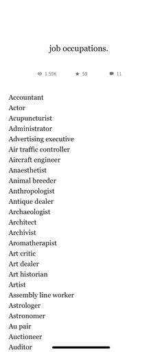 a list of jobs in the job descriptions section