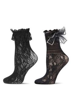 Sheer lace lends sultry energy to these ankle socks with ruffled cuffs and soft cushioning. Pack of two assorted pairs Nylon/spandex Machine wash, tumble dry Imported Lace Ankle Socks, Ruffled Socks, Sheer Socks, Lace Socks, Black Socks, Lace Ruffle, Book Decor, Ankle Socks, Sheer Lace