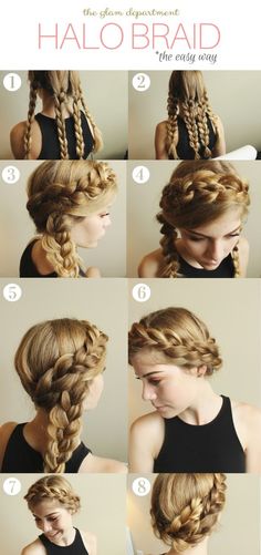 Halo Braid HACK! www.TheGlamDepartment.com Halo Braid Tutorials, Braid Hack, Braid Crown, Halo Braid, Halo Crown, Crown Braid, Easy Braids, Crown Hairstyles, Plaits