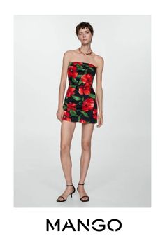 Take advantage of the best discount of the year with Black Friday, Short design, Flowers print, Strapless, Sleeveless, Invisible back zip fastening, Inner lining, 100% cotton fabric, Fitted design Strapless Floral Dress, Womens Floral Dress, Tailored Dress, Suit Vest, Designer Shorts, Floral Dress Black, Flower Prints, Floral Dress, Black Friday