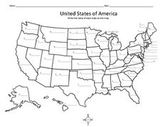 the united states of america map is shown in black and white, with an arrow pointing to