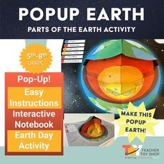 pop up earth activity book with instructions for kids to make it look like an open - ended