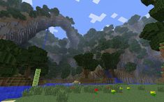 an image of a minecraft landscape with trees and flowers