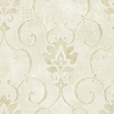 a white and beige wallpaper with an ornate design