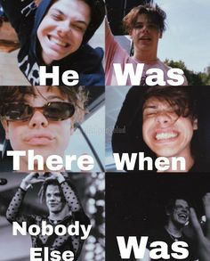 there are four different pictures with the same person in each one's face and text that says, he was there when nobody else was