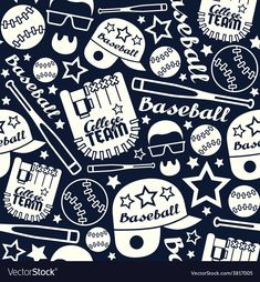 seamless baseball pattern with stars and bats