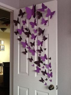 a door with purple butterflies on it