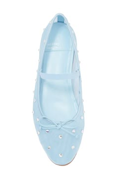 A constellation of crystals enchants the breezy mesh upper of this flexible mary jane flat that adds playful elegance to your stride. Textile and synthetic upper/synthetic lining and sole Imported Pastel Shoes, Blue Ballet Flats, Rhinestone Outfit, Glitter Socks, Gift Inspo, Blue Accessories, Rhinestone Shoes, Family Cruise, Blue Flats