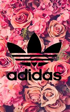 the adidas logo is surrounded by pink roses