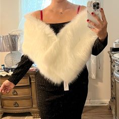 Brand New Womens Faux Fur Collar Shawl Faux Fur Scarf Wrap Evening Cape For Winter Coat One Size Fits All White Beautiful Fur Feels Amazing Faux Fur Scarf Outfit, Collar Shawl, Faux Fur Scarf, White Shawl, Faux Fur Scarves, Fur Shawl, Fur Scarf, White Faux Fur, Faux Fur Collar