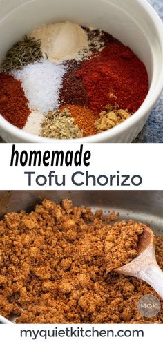 the ingredients for homemade tofu chorizo in a bowl