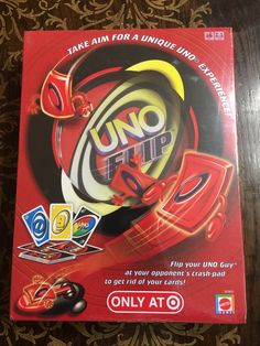 the uno flip card game is on display