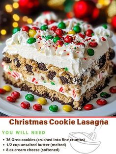 a christmas cookie lasagna on a white plate