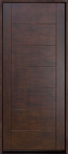 a wooden door with two side panels and one panel is shown in dark brown wood