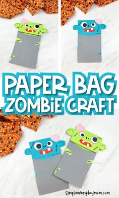 the paper bag zombie craft is made with construction paper