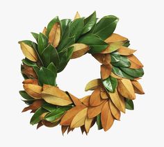 a close up of a wreath with leaves