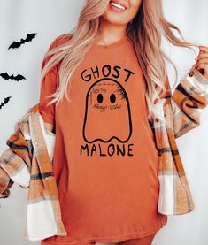 Ghost Malone Shirt , Funny Halloween Shirt Fall Tshirt Designs, Diy Halloween Shirts, Ghost Malone, Halloween Shirt Design, Fall Shirts Women, Costume Shirts, Ghost Shirt, Concert Shirts, Halloween Tees