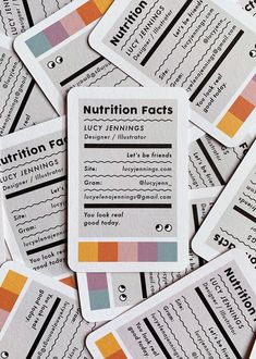 a pile of nutrition cards sitting on top of each other