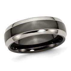 men's wedding band with black ceramic inlay and satin finish, 8mm