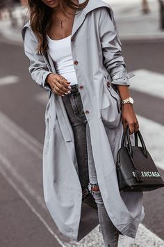 Longline Trench Coat, Windbreaker Women, Mode Mantel, Loose Jacket, Hooded Trench Coat, Casual Outerwear, Belted Trench Coat, Elegant Casual, Turndown Collar