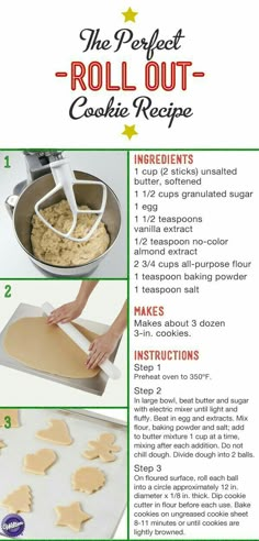 the instructions for making cookies are shown here