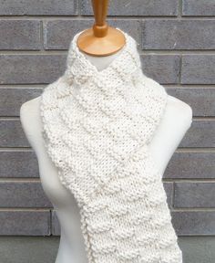 "This beautiful hand knitted scarf is made with Super Bulky and Soft Wool Blend Yarn (80% Acrylic, 20% Lambswool). The scarf can be worn in multiple ways. Amazing color for the fall/winter season. It goes with everything. The color may appear slightly different on different monitors. Measures: 75\" (190 cm) long x 6.5\" (17 cm) wide. From a smoke-free home. Care instructions: Hand wash in cool water and dry flat." Cream Wool Scarf, Fringe Accessories, Bulky Knit, Chunky Scarves, Hand Knit Scarf, Green Scarf, Wool Wrap, Super Bulky, Circle Scarf