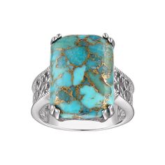 Accessorize in style with this Designs by Gioelli Sterling Silver Copper Turquoise Ring. Click on this JEWELRY & WATCHES GUIDE to learn about fit, styles, materials and more! Accessorize in style with this Designs by Gioelli Sterling Silver Copper Turquoise Ring. Click on this JEWELRY & WATCHES GUIDE to learn about fit, styles, materials and more! FEATURES Width: 17.7 mm Shank style: traditional Band fit: half-round Metal: sterling silver Plating: rhodium Finish: polished Packaging: boxed Nickel Copper Turquoise, Cushion Cut, Womens Jewelry Rings, Rings Statement, Turquoise Ring, Ring Designs, In Style, Statement Rings, Jewelry Watches