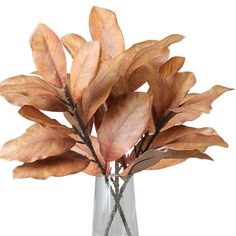 a vase filled with lots of leaves on top of a table