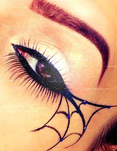 Halloween makeup! Black Widow Spider Costume, Spider Fairy, Black Widow Makeup, Faces Tutorial, Halloween Eyeliner, Halloween Accessories Diy, Spider Makeup, Color Mascara, Black Widow Costume