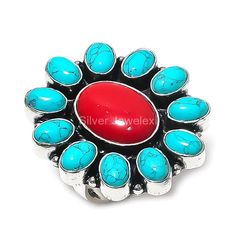 Add vivacity to your glamorous look by wearing this Rings by Silver Jewelexi. Featuring an ethnic handmade design, this Ring is embellished with Coral for a more feminine effect. Wear these 925 Sterling Silver Ring with your best casual outfits to look iconic. ------------------------------------------ Welcome to Our Shop Silverjewelexi ------------------------------------------ Valuable Coral Ring Size 7 1/2, Red Gemstone Ring, Cluster Ring, 925 Sterling Silver Jewelry, Engagement Gift, Ring For Wife Description :- SKU:- ETC-8409 Metal:-  Sterling Silver Metal Purity:- 925 Gemstone:- Coral, Turquoise Gemstone Color:- Red Gemstone Creation :- Natural Stone Setting :- Channel Ring Size:- 7 1/2 US Note: Due to the natural formation of this gemstone. Slight variation in design and color are t Channel Ring, Ring For Wife, Red Gemstone Ring, Ring Cluster, Best Casual Outfits, Mom Ring, Coral Ring, Party Rings, Natural Coral