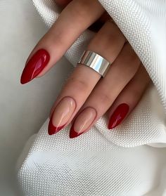 30 One-Of-A-Kind Red Nail Designs To Impress Anybody - 210 Unghie Sfumate, Oval Nails, Nature Tattoos