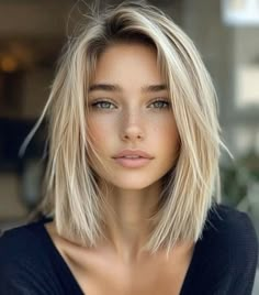 Blonde Longer Bob, Short Blonde Hair Fine, Bob With Long Bangs Angled, Bob Haircut Blonde Balayage, 2024 Blonde Hair Trends For Women, Thick Blonde Bob, Angled Bob Hairstyles For Fine Hair, Blond Mikado, Different Bob Haircut