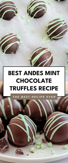 Image for Best Andes Mint Chocolate Truffles Recipe Mint Chocolate Truffles Recipe, Mint Chocolate Chip Truffles, Andes Mint Truffles, Andes Mints Recipes, Matcha Truffles Recipe, Recipes With Mint Extract, Recipes With Andes Mints, Homemade Andes Mints, Mint Truffles Recipe