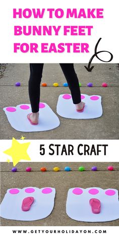 Learn how to make bunny feet for Easter. A Fun craft idea that kids will love to make and decorate. Easter Party Crafts For Kids, Easter Outside Activities, Easter Physical Activities, Bunny Theme Games, Easter Group Activities, Easter Egg Hunt Ideas Outdoor, Easter Games For Kids Outdoor, Easter Carnival Games, Easter Games For Family Outdoor