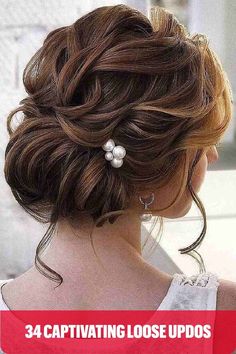 Stunning Loose Updo with Pearls Updos With Volume On Top, Hairstyle For Prom, Updo Wedding, Romantic Updo