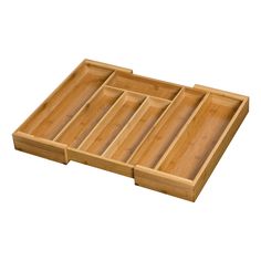 a wooden tray with six compartments on it