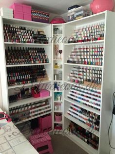 Pinterest: @ B R I A N A Diy Kids Room, Makeup Collection Storage, Nail Organization, Makeup Display, Makeup Organization Diy