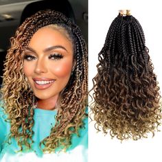 PRICES MAY VARY. 1.Goddess Braids Crochet Hair Material:Features: 100% Handmade Crochet Braids.Natural Looking, Box Braid Crochet hair Curly Ends is Every Beautiful.Usually 6-9 Packs Can Full A Head. 2.Crochet Braids With Curly Ends:8 Packs Goddess Box Braids Crochet Hair,Length:8 Inch,Weight:65g,14 roots/pack,Color:4-30-27.Box Braid Crochet Hair Made with High Quality Flame-Retardant Low Temperature Synthetic Fiber. 3.Crochet Braids Style:Pre Looped Crochet Braids Crochet Hair, Easy to Wear;End Faux Locs Bob, Goddess Box Braids Crochet Hair, Braids Natural, Box Braids Crochet, Goddess Box Braids, Braided Pony, Hair Twists, Synthetic Braiding Hair, Crochet Braid Styles