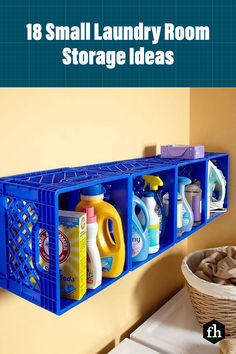 These small laundry room storage ideas make the most of every inch of space you have in your laundry or utility room. Discover ingenious storage ideas for organizing your detergent, dryer sheets, and other laundry room essentials. Plastic Crates, Úložný Box, Milk Crates, Laundry Room Storage, Garage Storage, Room Organization, Diy Storage, Storage Ideas