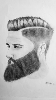 a pencil drawing of a man with a beard