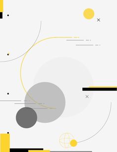 an abstract background with circles and lines in yellow, gray and black colors on a white background