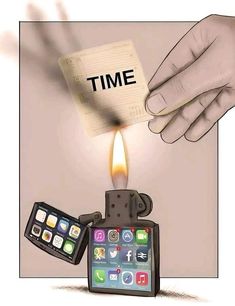 a lighter with the word time on it being lit by an iphone