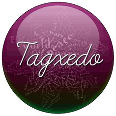 the word taggedo written on a purple and green ball with white letters in it