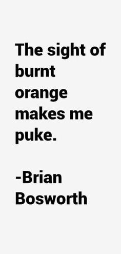 the sight of burnt orange makes me puke - brain bossworth quote poster