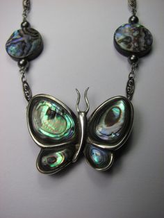 Silver and abalone butterfly necklace Dusky Summer, Necklaces Ideas, Geode Jewelry, Earth Mother, Bohemian Necklace, Shiny Things, Themed Jewelry, Gem Stones, I Love Jewelry