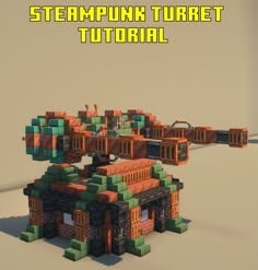 an image of a building made out of lego blocks with the text steampunk turret