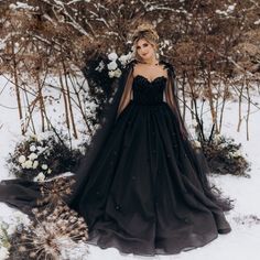 Boho black wedding dress,Gothic wedding gown,Black A-line Wedding Dress | eBay Wedding Dress 3d Flowers, Black Gothic Wedding Dress, Lavender Prom Dress Long, Wedding Dresses 3d Flowers, Black Gothic Wedding, Ball Gown Black, Black Wedding Dress Gothic, Gown With Cape, Floral Wedding Gown